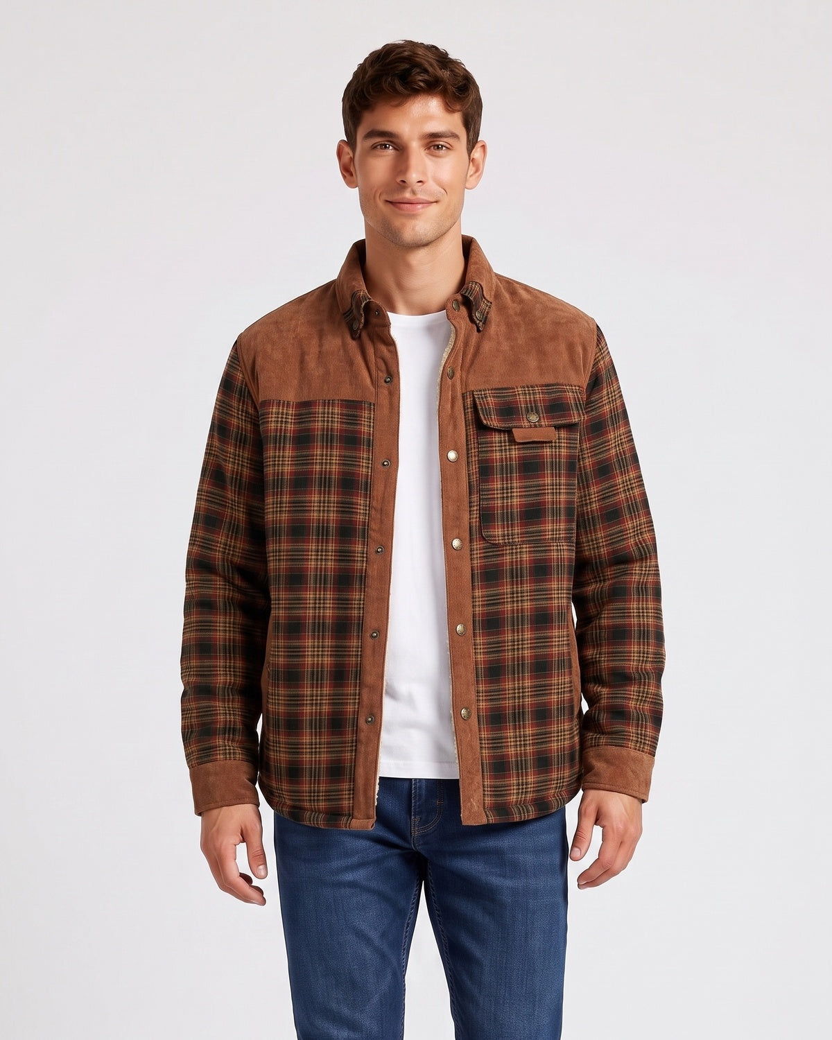 KZZ Men's Plaid Shirt Jacket