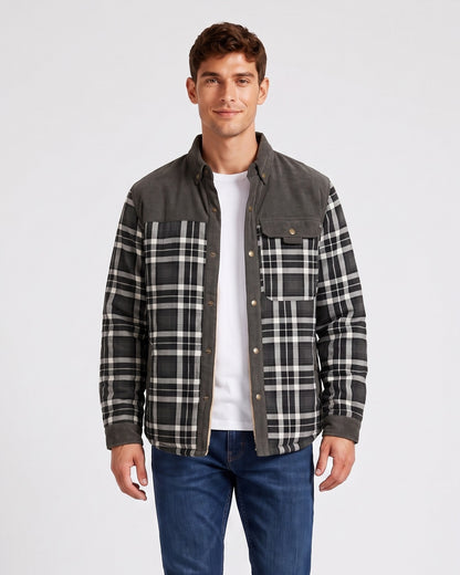 KZZ Men's Plaid Shirt Jacket
