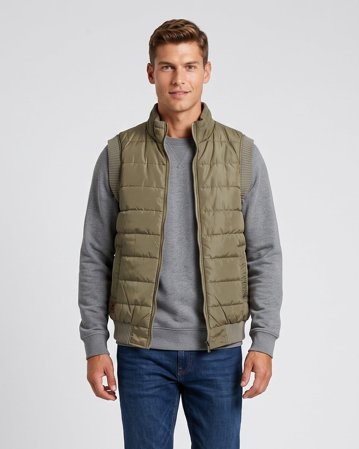 KZZ Men's Solid-Color Zipper-Pocket Vest