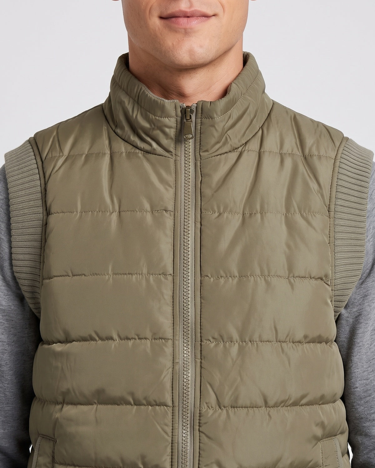 KZZ Men's Solid-Color Zipper-Pocket Vest