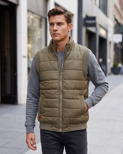 KZZ Men's Solid-Color Zipper-Pocket Vest