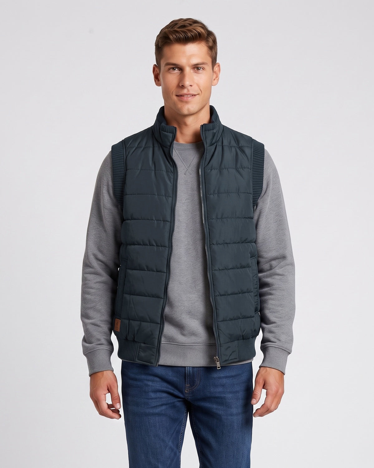 KZZ Men's Solid-Color Zipper-Pocket Vest