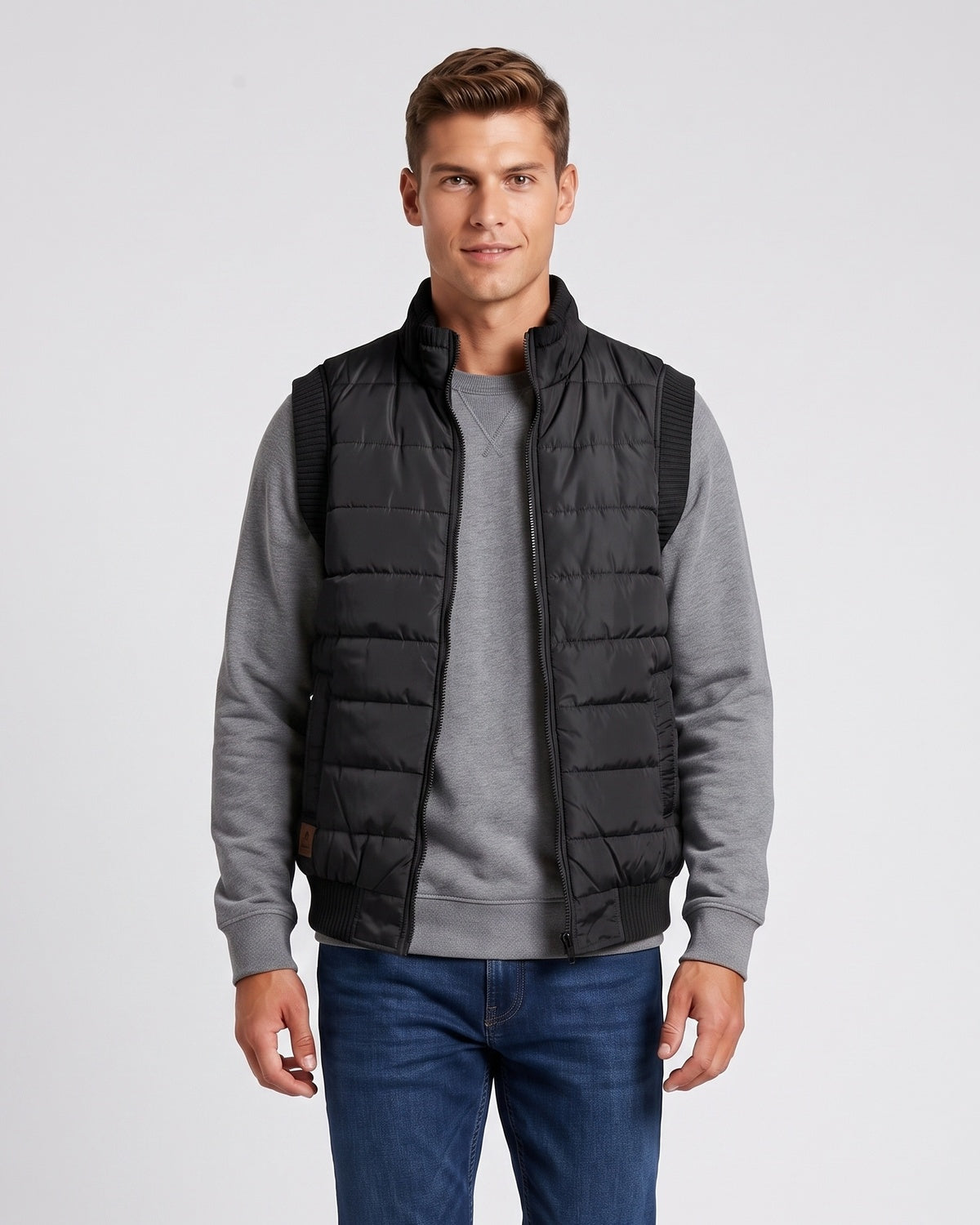KZZ Men's Solid-Color Zipper-Pocket Vest
