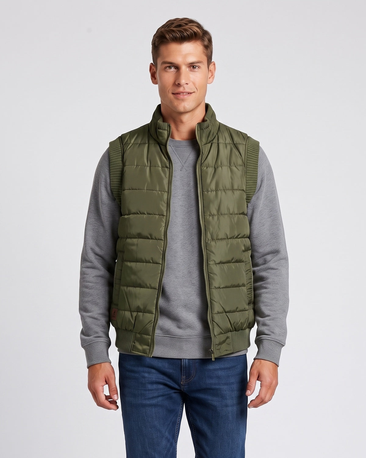 KZZ Men's Solid-Color Zipper-Pocket Vest