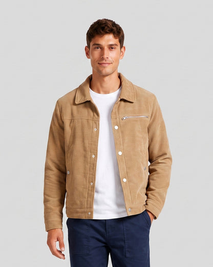 KZZ Men's Solid-Color Button-Front Jacket