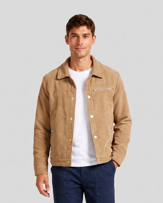 KZZ Men's Solid-Color Button-Front Jacket
