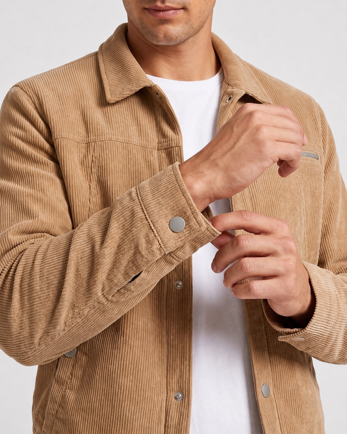 KZZ Men's Solid-Color Button-Front Jacket