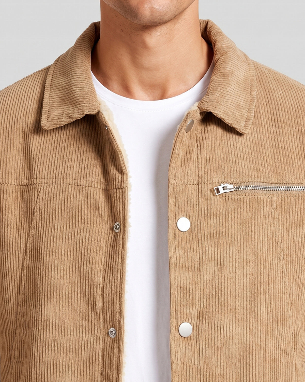 KZZ Men's Solid-Color Button-Front Jacket