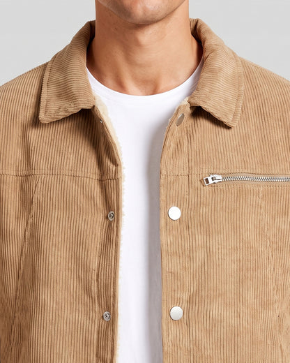 KZZ Men's Solid-Color Button-Front Jacket