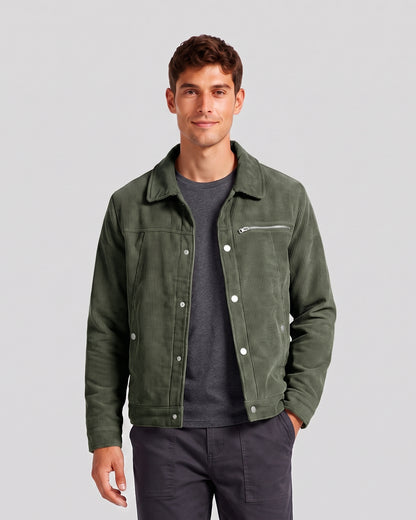 KZZ Men's Solid-Color Button-Front Jacket