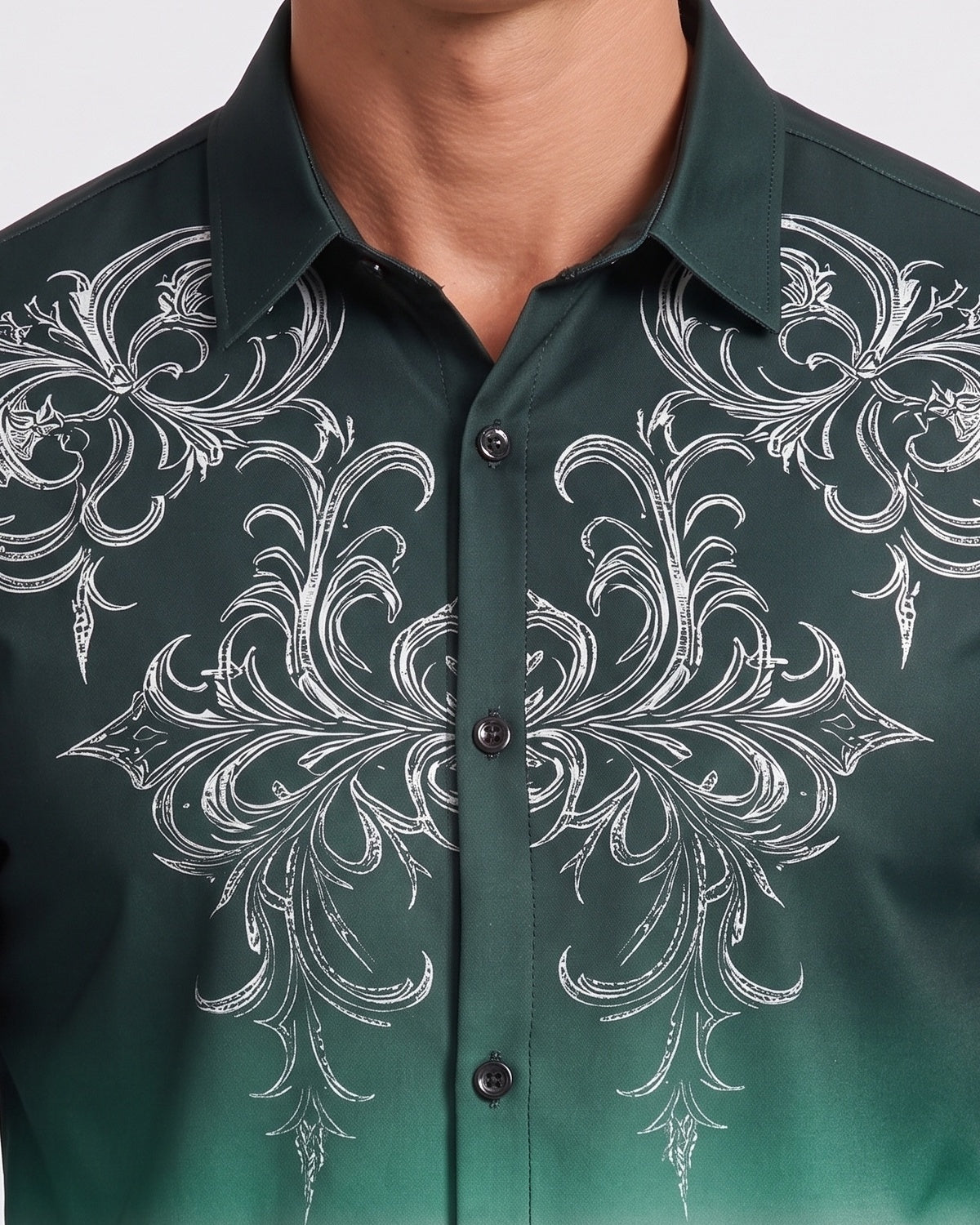 KZZ Gradient Print Casual Long-Sleeved Collared Shirt