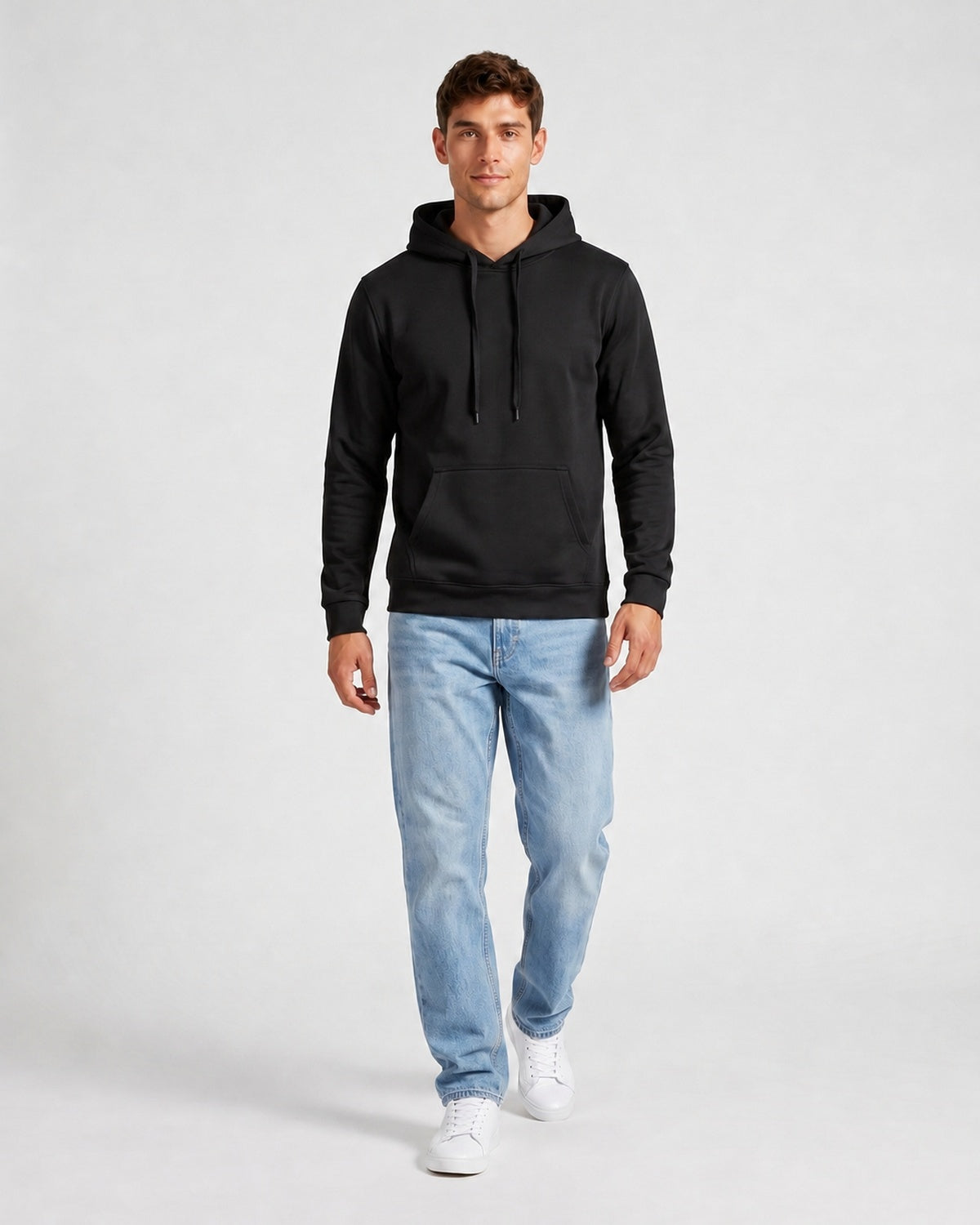 KZZ Men's Printed Fleece-Lined Hoodie with Drop Shoulders