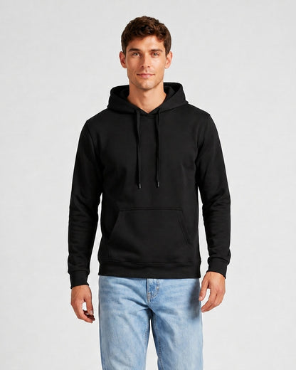KZZ Men's Printed Fleece-Lined Hoodie with Drop Shoulders