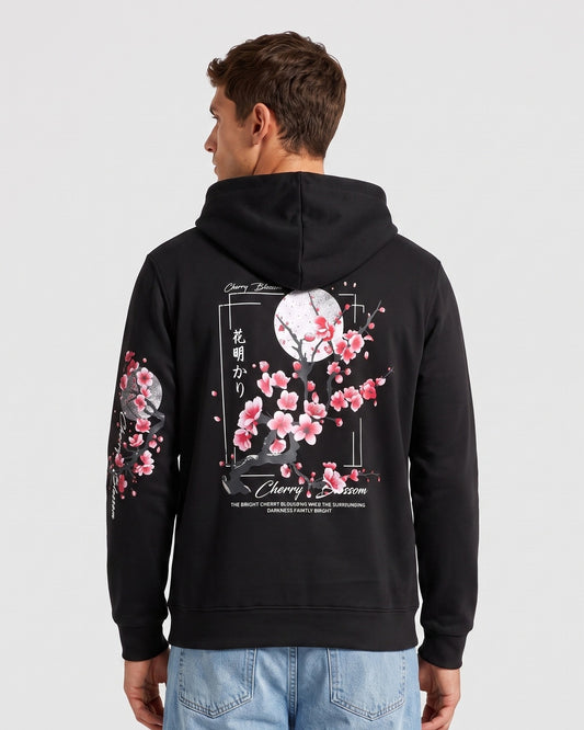 KZZ Men's Printed Fleece-Lined Hoodie with Drop Shoulders