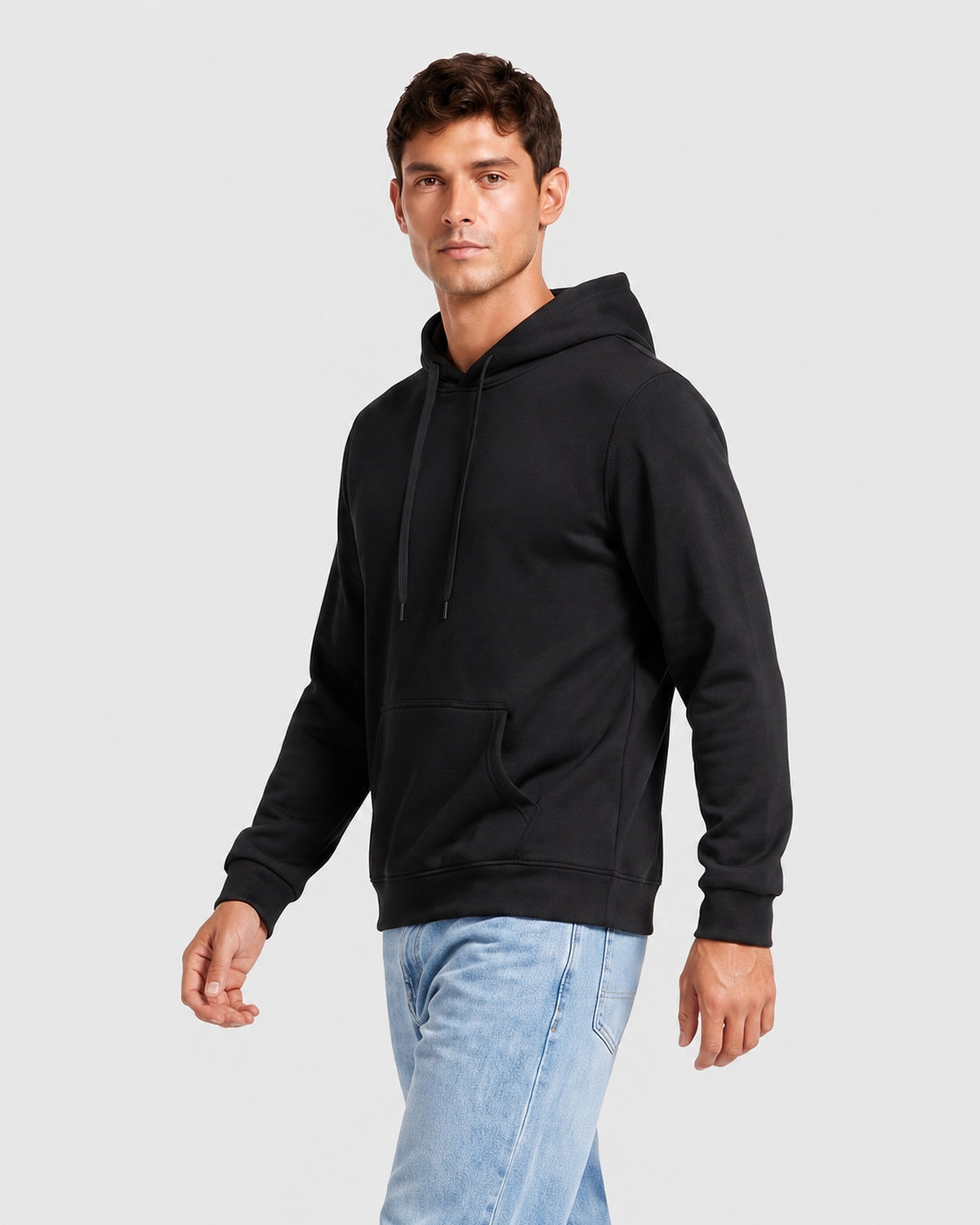KZZ Men's Printed Fleece-Lined Hoodie with Drop Shoulders