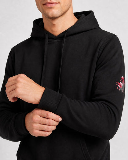 KZZ Men's Printed Fleece-Lined Hoodie with Drop Shoulders