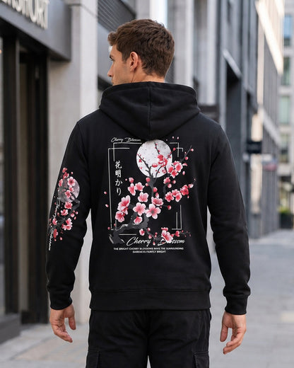 KZZ Men's Printed Fleece-Lined Hoodie with Drop Shoulders