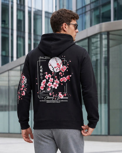 KZZ Men's Printed Fleece-Lined Hoodie with Drop Shoulders