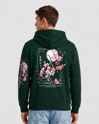 KZZ Men's Printed Fleece-Lined Hoodie with Drop Shoulders