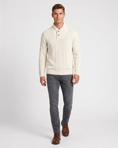 KZZ Men's Textured Cable-Knit Turtleneck Pullover