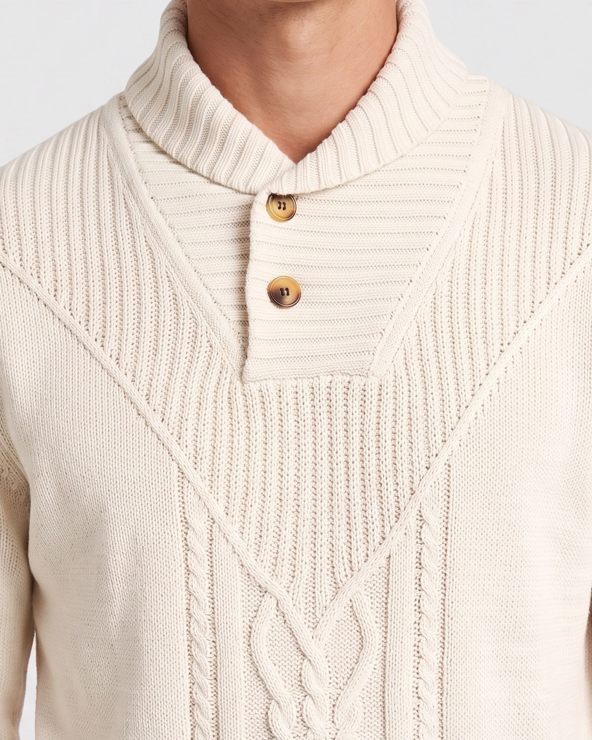 KZZ Men's Textured Cable-Knit Turtleneck Pullover