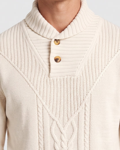KZZ Men's Textured Cable-Knit Turtleneck Pullover