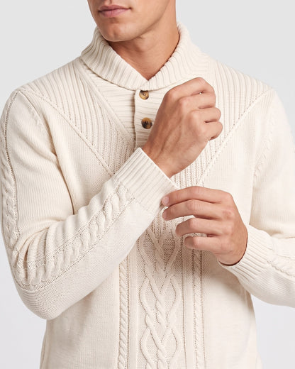 KZZ Men's Textured Cable-Knit Turtleneck Pullover