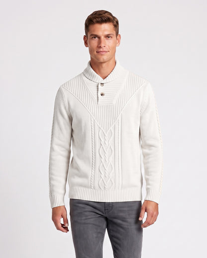 KZZ Men's Textured Cable-Knit Turtleneck Pullover
