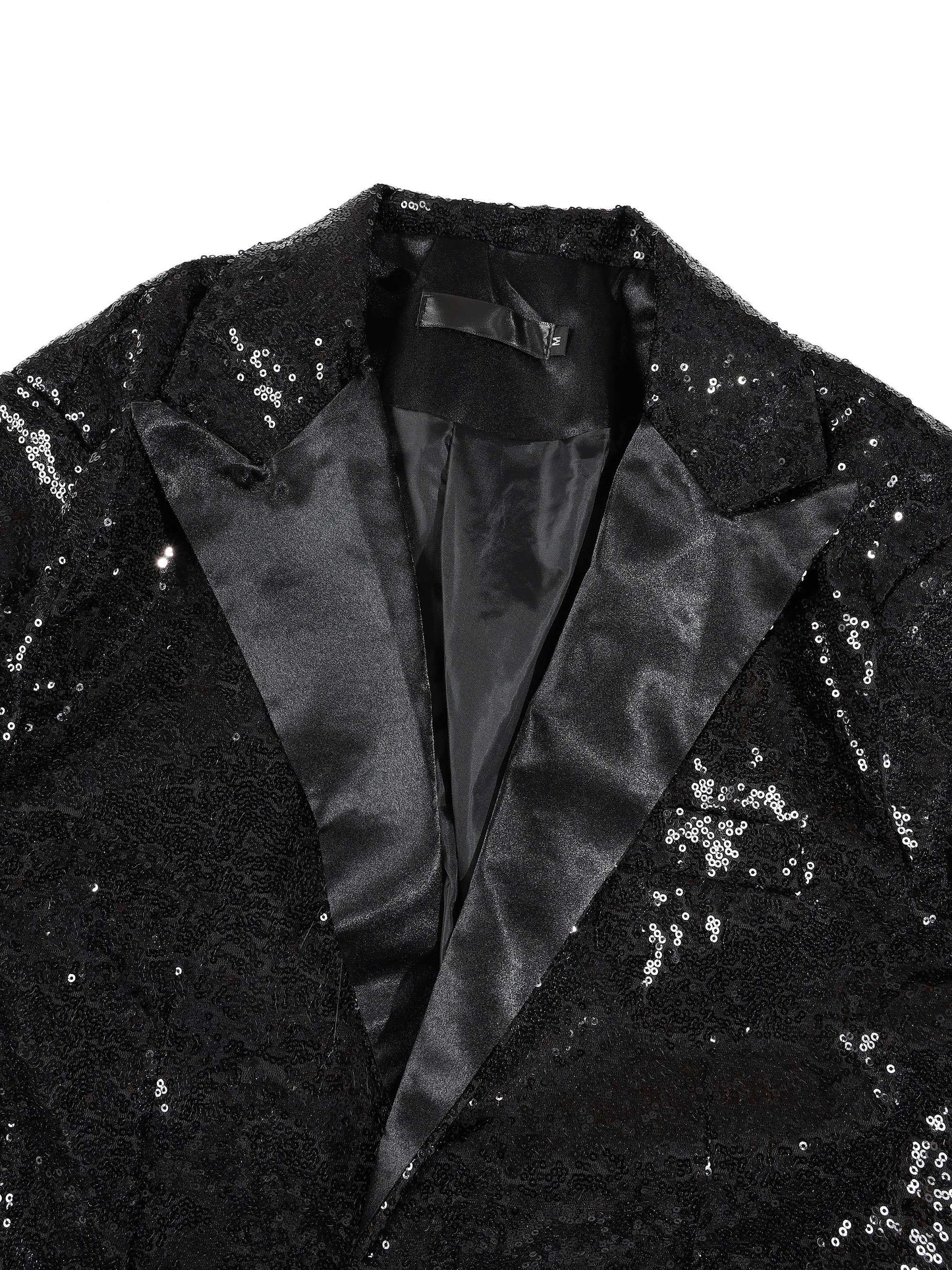KZZ Men's Shimmering Color-Block Sequin Single-Breasted Blazer