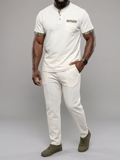 KZZ Men's Short-Sleeve Polo Shirt and Trousers Two-Piece Set
