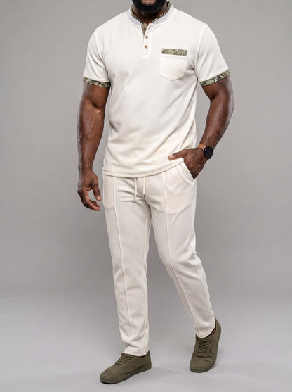 KZZ Men's Short-Sleeve Polo Shirt and Trousers Two-Piece Set