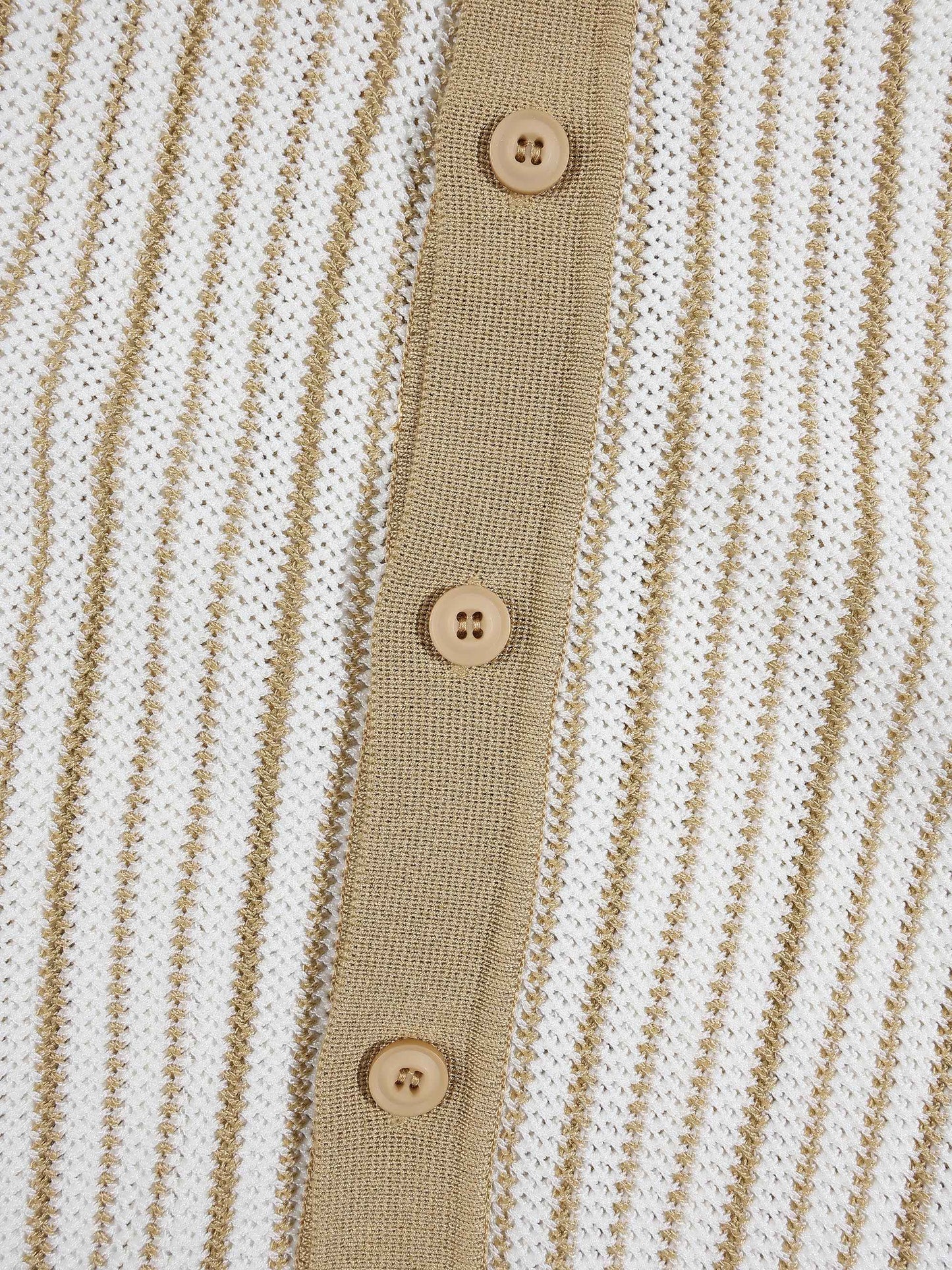 KZZ Men's Striped Button-Front Polo Shirt
