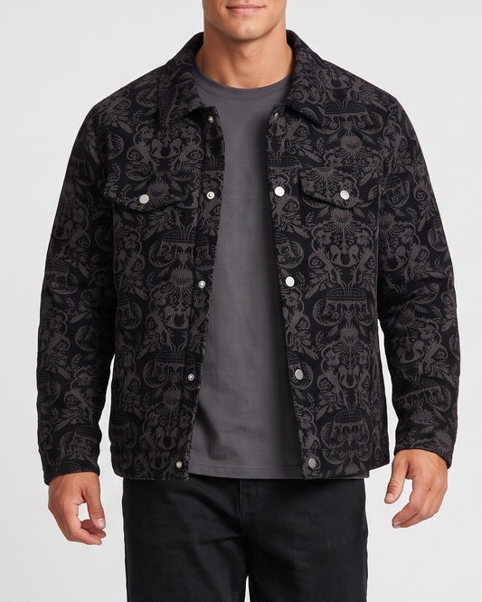 KZZ Men's Printed Zip-Up Jacket