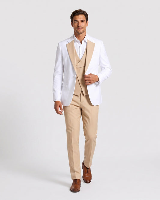 KZZ Men's single-button three-piece suit