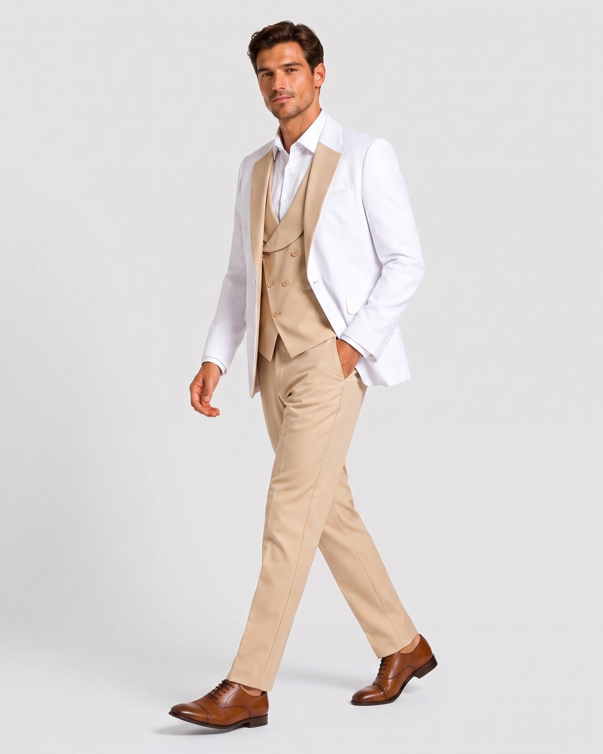 KZZ Men's single-button three-piece suit