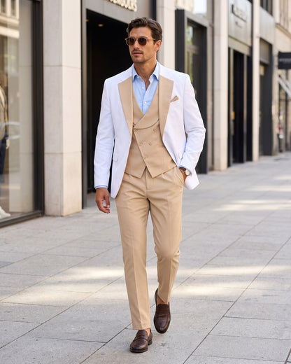 KZZ Men's single-button three-piece suit