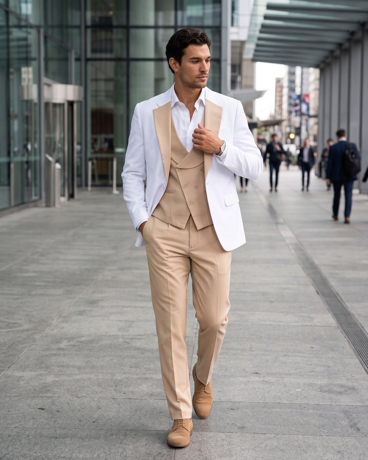 KZZ Men's single-button three-piece suit