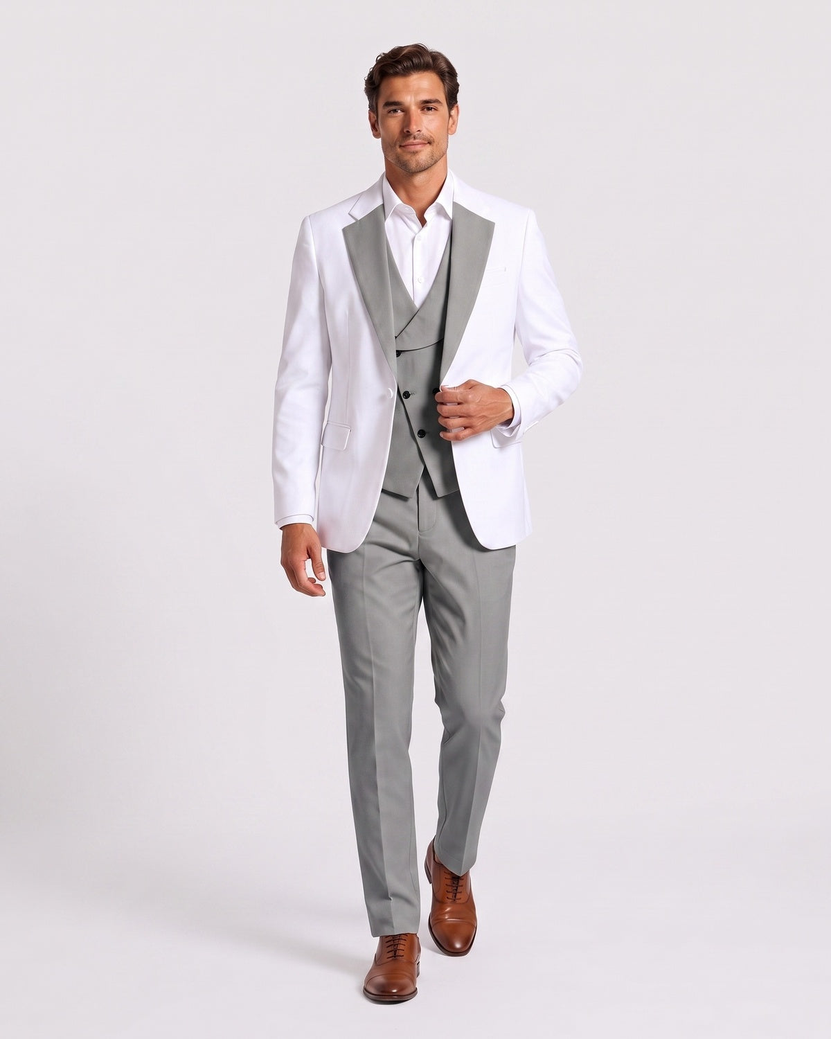 KZZ Men's single-button three-piece suit