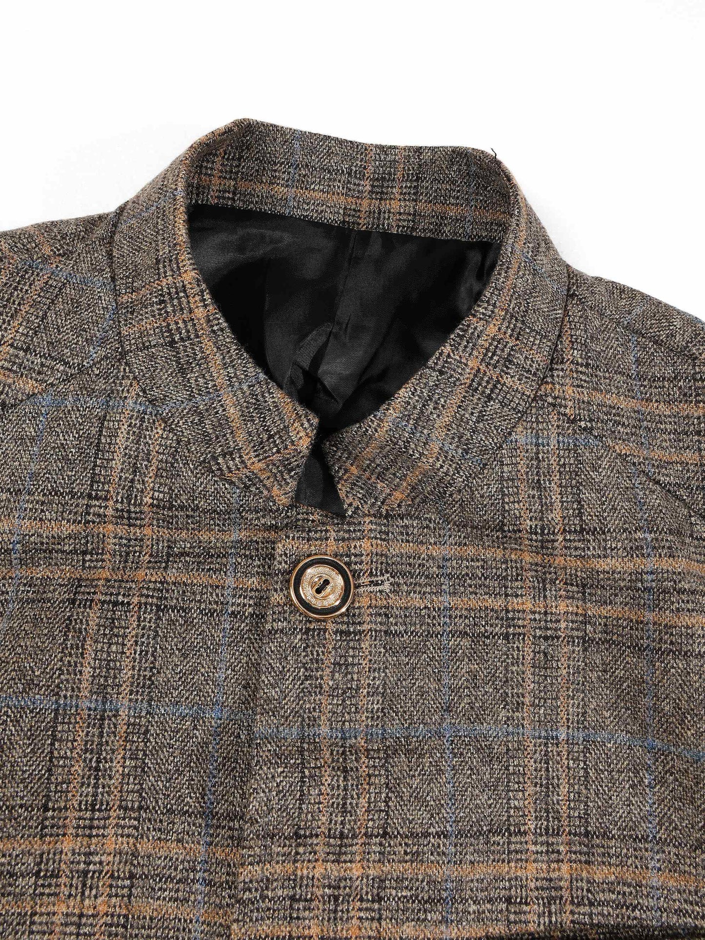KZZ Men's Plaid Single-Breasted Blazer