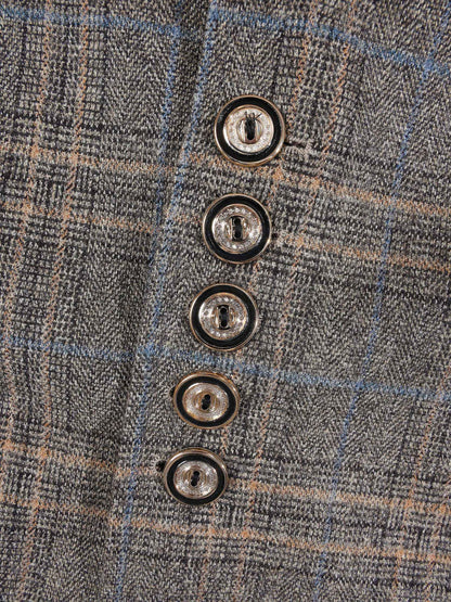 KZZ Men's Plaid Single-Breasted Blazer
