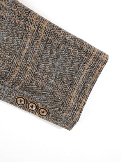 KZZ Men's Plaid Single-Breasted Blazer