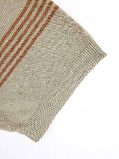 KZZ Men's Striped Print Polo Shirt
