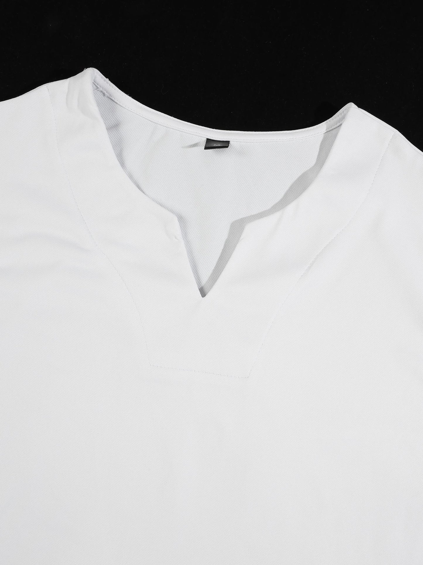 KZZ Men's Solid-Color V-Neck T-Shirt