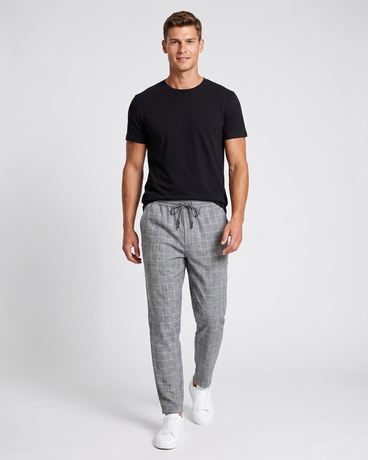 KZZ Checked drawstring-waist casual trousers