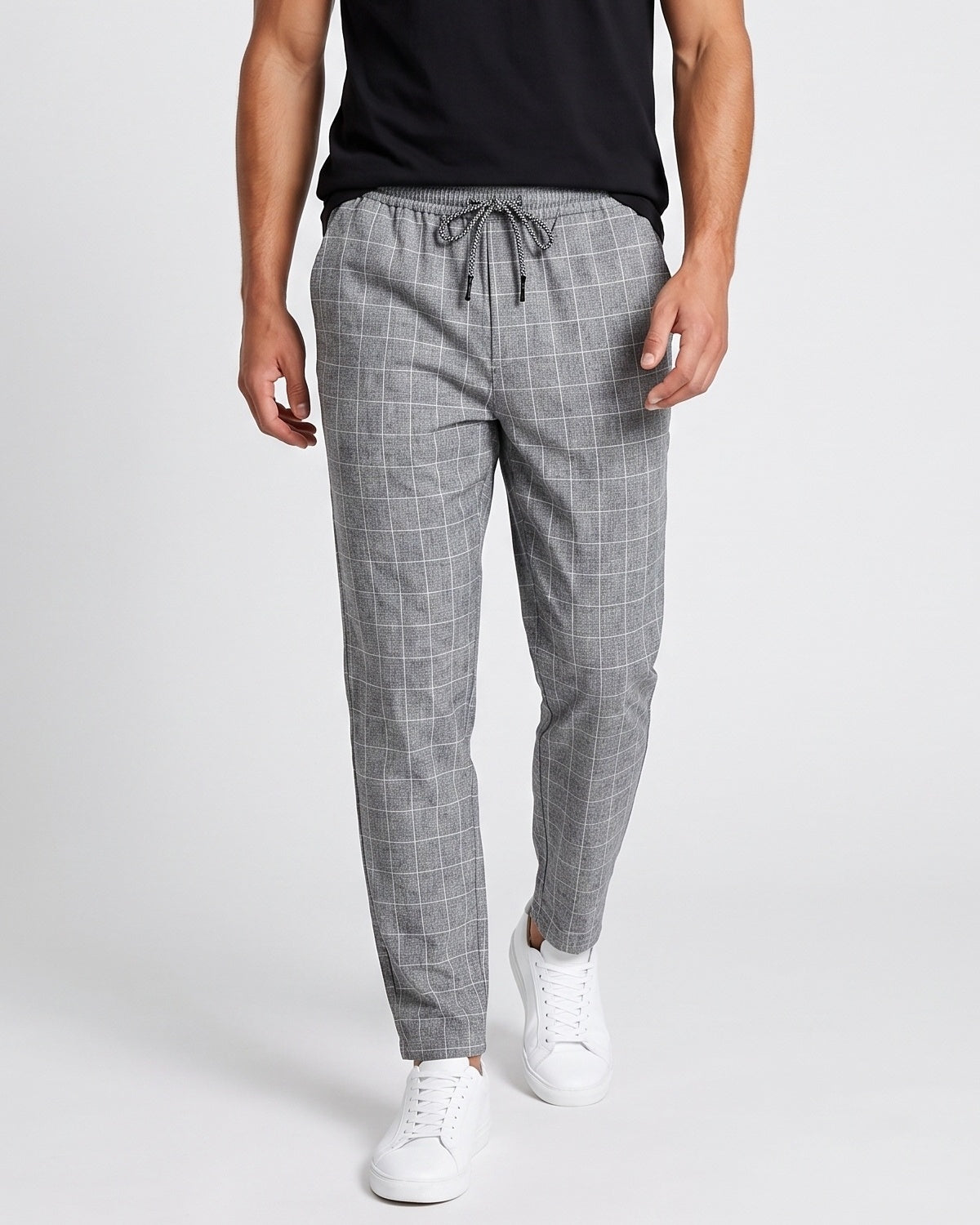 KZZ Checked drawstring-waist casual trousers
