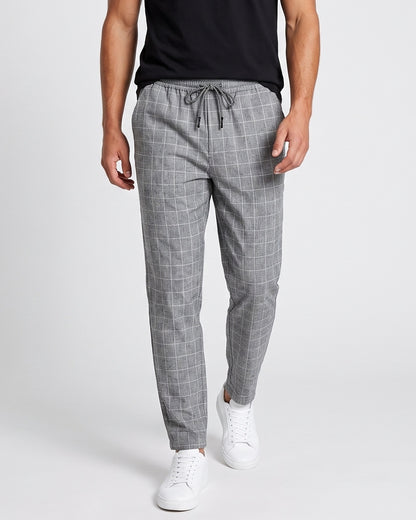 KZZ Checked drawstring-waist casual trousers