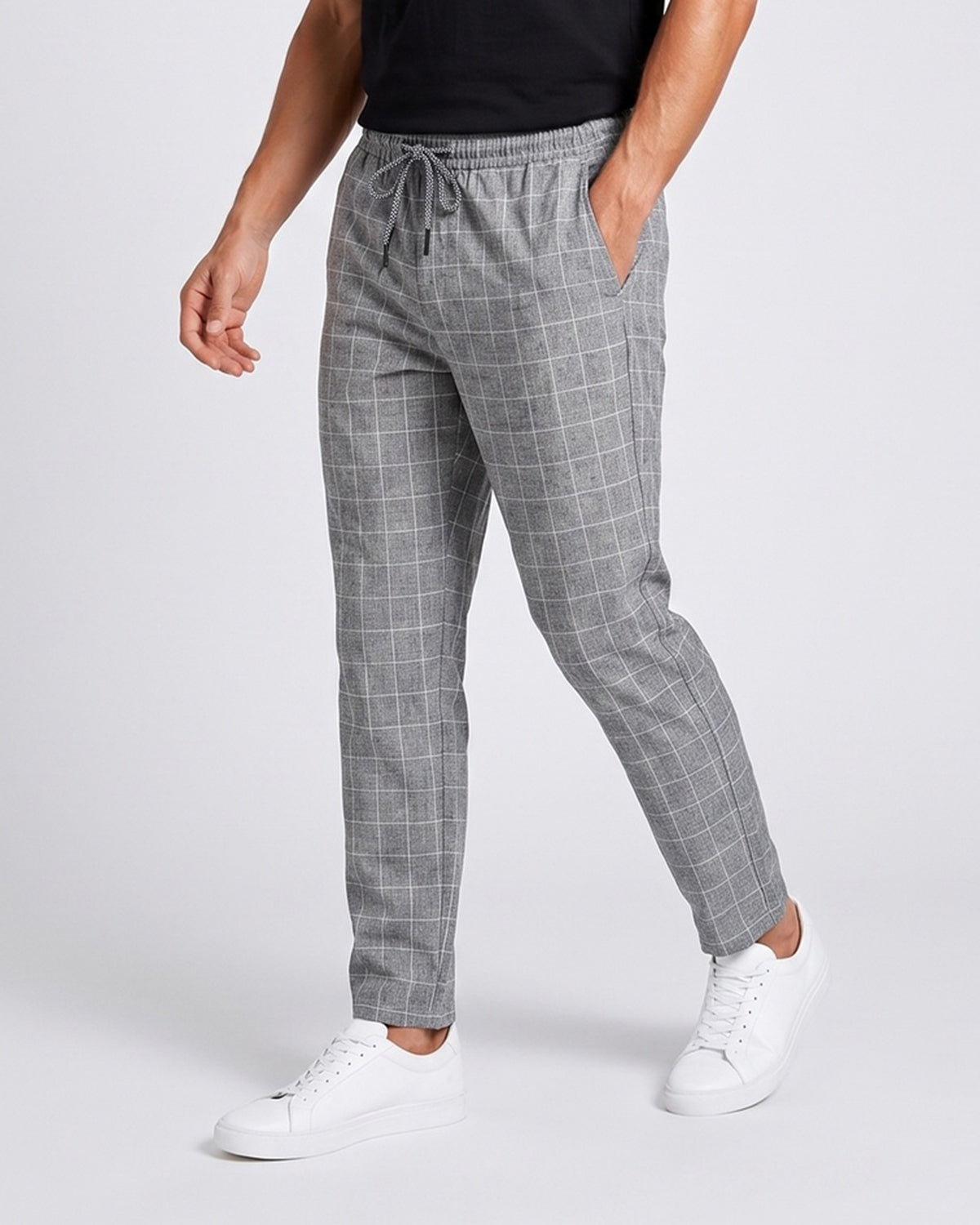 KZZ Checked drawstring-waist casual trousers