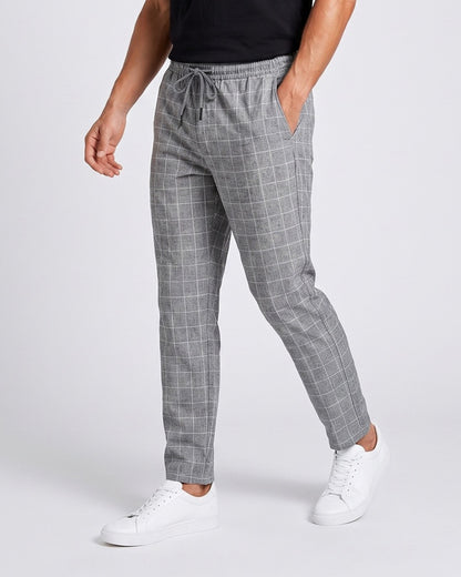 KZZ Checked drawstring-waist casual trousers