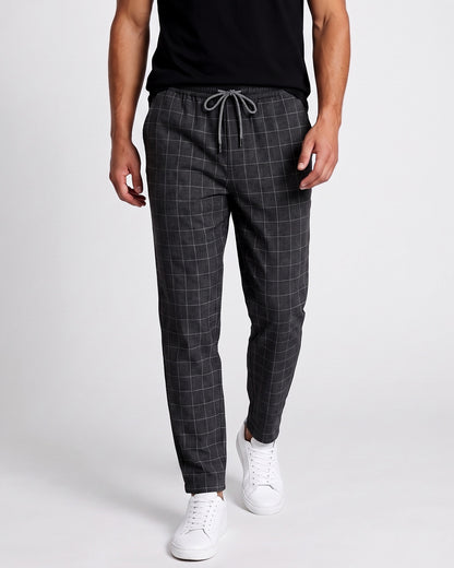 KZZ Checked drawstring-waist casual trousers
