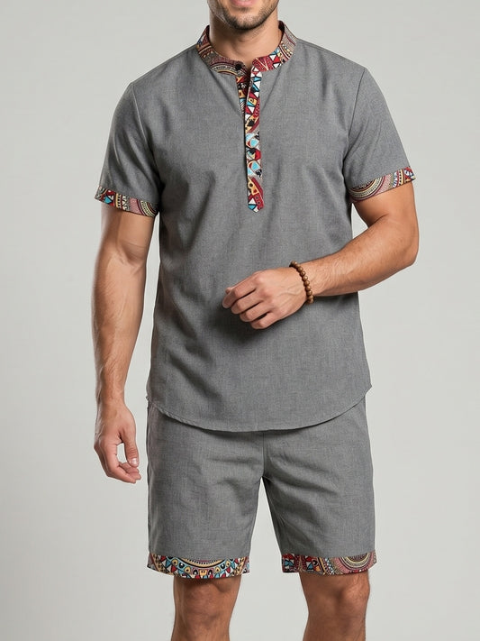 KZZ Regular-fit short-sleeved top and drawstring-waist shorts
